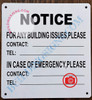 Building Contact Information Sign (White, Aluminium, 8.5X8 INCH)_ ref 251105