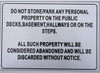 RESIDENTIAL BUILDING DO NOT Store in Hallway and STAIRWELL Sign
