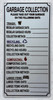 NYC HPD LANDLOARD GARBAGE COLLECTION COMPLIANCE SIGN