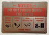 NOTICE DO NOT THROW DOWN THE INCINERATOR CHUTE SAFETY SIGN