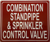 COMBINATION STANDPIPE AND SPRINKLER CONTROL VALVE SIGN
