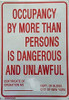 SIGNS MAXIMUM OCCUPANCY __ PERSONS