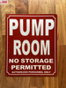 PUMP ROOM COMPLIANCE SIGN