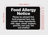 FOOD ALLERGY Restaurant Hpd Sign