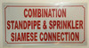 SIGNS COMBINATION STANDPIPE AND SPRINKLER SIAMESE CONNECTION
