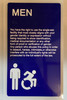 Men Dark Blue Sign Elevator Jamb Plate Compliance Sign