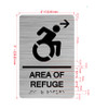 Area Of Refuge Right Arrow With Sign with Raised Letters Safety Sign