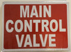 SIGNS FIRE MAIN CONTROL VALVE