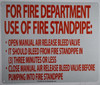 SIGNS FOR FIRE DEPARTMENT USE