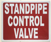 STANDPIPE CONTROL VALVE SIGN- REFLECTIVE !!! (RED, ALUMINUM SIGNS 10X12)