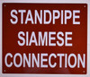 STANDPIPE SIAMESE CONNECTION SIGN (RED, ALUMINUM