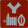 SIGNS STANDPIPE CONNECTION SYMBOL SIGN- RED BACKGROUND