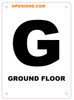 FLOOR NUMBER SIGN -GROUND FLOOR -(White,