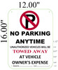 NO PARKING ANY TIME SIGN