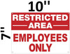 Restricted Area Employees ONLY Sign ,