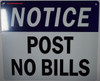 Post NO Bills Sign