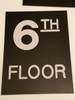 Floor number Six 6 sign Engraved Plastic