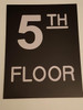 Floor number Five 5 sign Engraved Plastic-