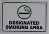 SIGNS DESIGNATED SMOKING AREA SIGN