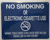 NYC Smoke Free Act Sign"No Smoking or Electric Cigarette Use" + Warning