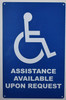 Assistance Available Upon Request Sign (Blue,Aluminium,