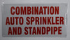 Combination AUTO Sprinkler and Standpipe Sign (White Reflective,Aluminium 6x12)