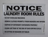 Laundry Room Rules Sign (White,Aluminum 7X10)