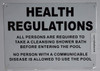 Health REGULATIONS Required to TAKE Cleansing Shower Bath Before Entering The Pool Sign(White,Aluminum 7X10)
