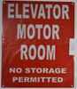 Elevator Motor Room Sign (Red, Reflective,