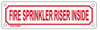 FIRE Sprinkler Riser Inside Sign (White,Aluminium,