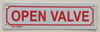 SIGNS OPEN VALVE SIGN (white,ALUMINIUM