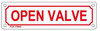 OPEN VALVE SIGN (white,ALUMINIUM 2X7 )-(ref062020)