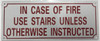 SIGNS In CASE of FIRE