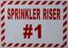 Sprinkler Riser #1 Sign (White, Reflective