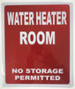 SIGNS WATER HEATER ROOM NO