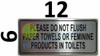 Please DO NOT Flush Paper Towels OR Feminine Products in Toilet Sign-Silver (Aluminium, 4X9,Double Sided Tape)