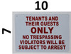 Tenants and Their Guests only no trespassing sign