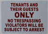 SIGNS 10" X 12""Tenants and
