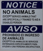 SIGNS Notice NO Animals Except Service Animals