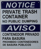 SIGNS Private Trash Container NO Public Dumping