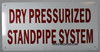 SIGNS Dry PRESSURIZED Standpipe System Sign (White