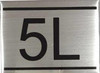 APARTMENT NUMBER SIGN -5L -BRUSHED ALUMINUM