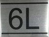 APARTMENT NUMBER SIGN -6L -BRUSHED ALUMINUM