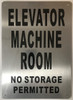 Elevator Machine Room Sign (Brushed Aluminium,