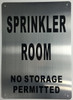 SIGNS Sprinkler Room Sign (Brushed Aluminium, 10x14)