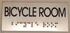 BICYCLE ROOM SIGN- BRAILLE-STAINLESS STEEL