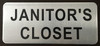 SIGNS JANITOR'S Closet Sign (Brush Aluminium, 3.5X8)-The