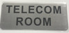 SIGNS TELECOM ROOM SIGN (BRUSH ALUMINIUM, 3.5X8