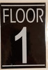 FLOOR 1 SIGN (BLACK ALUMINUM 5.75X4)-