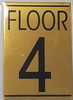 SIGNS FLOOR 4 SIGN - Gold BACKGROUND
